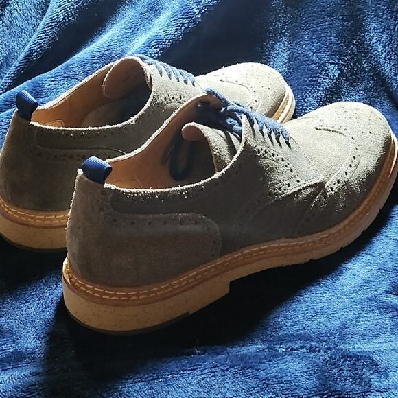 JOHNSTON MURPHY PEARCE SUEDE WINGTIP GREEN GRAY DERBY OXFORDS MENS 9.5 GUC - Picture 12 of 16